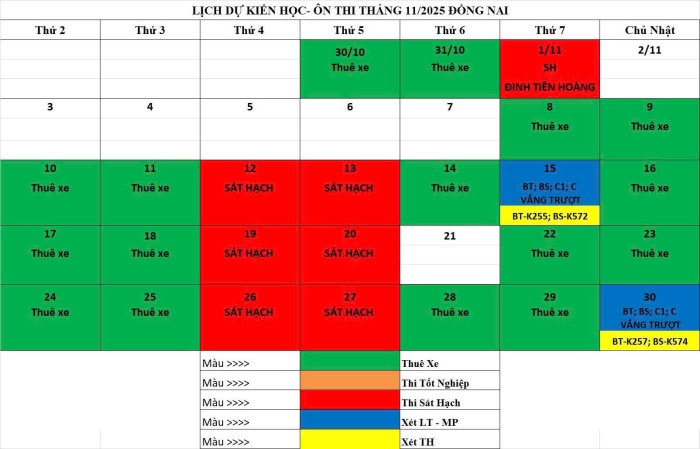 DANH SÁCH THI SÁT HẠCH HẢI VÂN NGÀY 20/11/2025