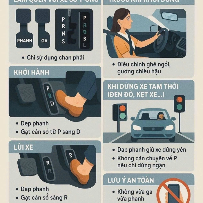 HƯỚNG DẪN LÁI XE Ô TÔ TỰ ĐỘNG AN TOÀN CHO NGƯỜI MỚI BẮT ĐẦU